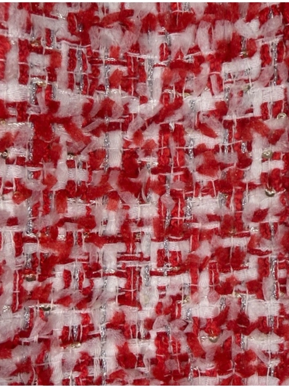 Sandro ($368) Red & White Tweed Skirt with Metallic Thread - Picture 8 of 9